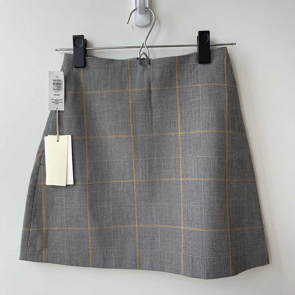 Wilfred black yellow plaid mini skirt with pockets